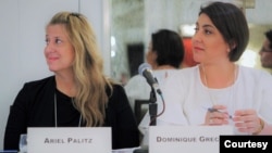 Dominique Greco, who was the Orlando nighttime economy manager (right) alongside Ariel Palitz, who was director of New York City's Office of Nightlife, at the Sociable City Summit in Philadelphia, February 2019. (Photo courtesy of Sociable City Summit)