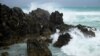 Waves crash against the South Shore as winds from Hurricane Ernesto approach Church Bay, Bermuda, Aug. 16, 2024. 