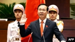 FILE - This picture taken and released by the Vietnam News Agency on March 2, 2023, shows Vietnam's president, Vo Van Thuong, taking his oath during a National Assembly's meeting in Hanoi.