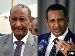 Jenderal Abdel Fattah al-Burhan, panglima angkatan bersenjata Sudan (kiri) dan Jenderal Mohamed Hamdan Dagalo, komandan paramiliter Pasukan Dukungan Cepat (RSF) (foto: dok).