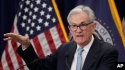 Ketua Federal Reserve Jerome Powell berbicara dalam konferensi pers di kantor bank sentral AS di Washington, 22 Maret 2023. (Foto: Alex Brandon/AP Photo)