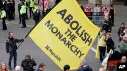 Anti-monarchy protesters demonstrate on the day of the coronation ceremony for Britain's King Charles III in London, Britain, May 6, 2023.
