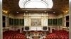 A general view shows empty seats at France's National Assembly in Paris on July 8, 2024, a day after the second round of France's legislative election. 