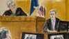 In this courtroom sketch, Michael Cohen, right, testifies on the witness stand with Judge Juan Merchan presiding in Manhattan criminal court, May 20, 2024, in New York.