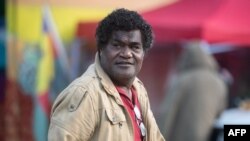 FILE - Christian Tein, head of the CCAT (Cellule de Coordination des Actions de Terrain), attends the first general assembly of the organisation held at the Azareu tribe in Bourail, France's Pacific territory of New Caledonia, June 14, 2024. 