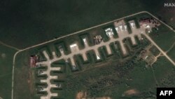 This handout satellite image courtesy of Maxar Technologies captured on May 16, 2022, shows Saki airbase prior to the reported attack in Novofedorivka, Crimea, Ukraine. (AFP photo / Satellite image ©2022 Maxar Technologies )