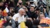 Pope Francis arrives to lead the Holy Mass at the Macedonia square in Skopje, North Macedonia, May 7, 2019. 