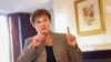 IMF Managing Director Kristalina Georgieva speaks during an interview with Reuters, in Berlin, Germany, Oct. 26, 2022.