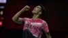 Jonatan Christie merayakan kemenangan saat melawan Chico Aura Dwi Wardoyo pada pertandingan final tunggal putra Indonesia Masters 2023 di Jakarta pada 29 Januari 2023. (Foto: AFP/Bay Ismoyo)