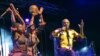 Le musicien nigérian Femi Kuti, fils de Fela Kuti, le créateur de l'Afrobeat, se produit lors du Festival Femua à Abidjan, en Coôe d'Ivoire le 28 avril 2019. 