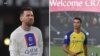 Kombinasi foto yang menunjukkan punggawa PSG, Lionel Messi (kiri), dan Cristiano Ronaldo yang baru berlabuh ke klub Arab Saudi Al Nassr. (Foto: AFP)