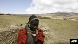 Une femme Massai se promène dans la zone de conservation de Ngorongoro, dans le nord de la Tanzanie, le 26 août 2007.