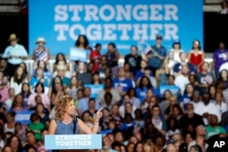 FILE - U.S. Rep. Debbie Wasserman Schultz, chairwoman of the Democratic National Committee, speaks during a campaign event for presidential candidate Hillary Clinton at the Florida State Fairgrounds Entertainment Hall in Tampa, July 22, 2016.