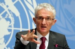 U. N. Under-Secretary-General for Humanitarian Affairs and Emergency Relief Coordinator Mark Lowcock attends a news conference for the launch of the "Global Humanitarian Overview 2019" at the United Nations in Geneva, Dec. 4, 2018