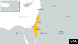 Peta wilayah Israel, Gaza, dan Tepi Barat.