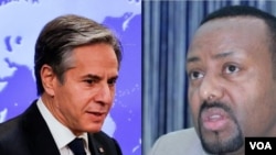 Waziri wa Mambo ya Nje wa Marekani Anthony Blinken na Kulia ni Waziri Mkuu wa Ethiopia Abi Ahmed.