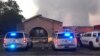 Louisiana State Fire Marshall vehicles are seen outside the Greater Union Baptist Church during a fire, in Opelousas, April 2, 2019, in this picture obtained from social media. 