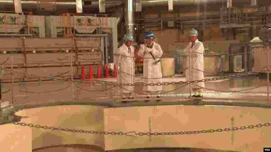 The primary and secondary cooling systems each contain 760 tons of sodium. (Steve Herman/VOA)