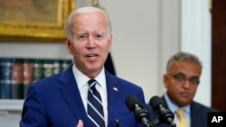 Presiden AS Joe Biden di Ruang Roosevelt, Gedung PutihWhite, Washington, 21 Juni 2022.(AP Photo/Susan Walsh)
