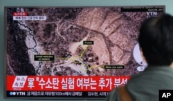 FILE - In this Sept. 9, 2016, photo, a man watches a TV news program reporting North Korea's nuclear test at Seoul Railway Station in Seoul, South Korea. North Korea has conducted five nuclear tests at its Punggye-ri site, the first in 2006.