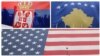 US, Serbia and Kosovo flag