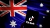 Illustration of TikTok app logo and Australian flag.