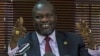 FILE - South Sudan's Riek Machar gestures at a news conference in Kampala, Uganda, Jan. 26, 2016.