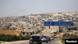 L'entrée de Khan Sheikhoun, une ville de l'enclave d'idleb, en Syrie, le 24 août 2019.