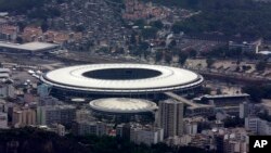 FILE - Maracanã Stadium is shown in this aerial view, in Rio de Janeiro, Brazil, Oct. 9, 2015.