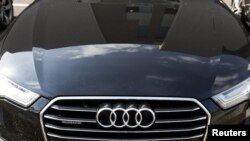 FILE - The hood of an Audi automobile.