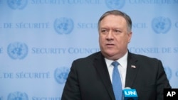 Državni sekretar SAD Mike Pompeo na konferenciji za novinare poslije sednice Savjeta bezbjednosti UN-a