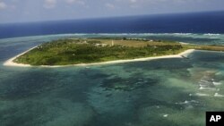 An aerial view shows the Pagasa (Hope) Island, part of the disputed Spratly group of islands, in the South China Sea located off the coast of western Philippines. (2011 File)