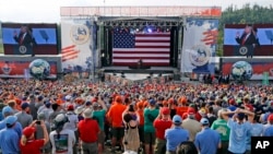 President Donald Trump waves to the crowd of scouts at the 2017 National Boy Scout Jamboree at the Summit in Glen Jean, West Virginia, July 24, 2017.