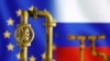 Illustration shows natural gas pipeline, EU and Russia flags
