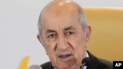 Le président élu de l'Algérie, Abdelmadjid Tebboune, lors d'une conférence de presse, le 13 décembre 2019, à Alger.