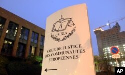 FILE - The European Court of Justice in Luxembourg.