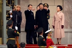 6일 중국 베이징에서 시진핑 국가주석 부부와 에마뉘엘 마크롱 프랑스 대통령 부부가 참석한 가운데 환영식이 열렸다.
