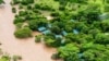La réserve nationale de Maasai Mara inondée, dans le comté de Narok, au Kenya, frappée par des pluies catastrophiques, intensifiées par un mélange de changement climatique et de croissance rapide des zones urbaines, le 1er mai 2024. (Bobby Neptune/AP)
