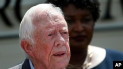 L'ancien président américain Jimmy Carter, lors d'une conférence de presse à Plains, en Géorgie, le 18 septembre 2018. 