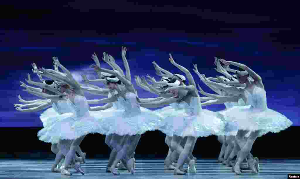 Dancers of the State Opera Ballet perform during a dress rehearsal of Pyotr Ilyich Tchaikovsky's Swan Lake at the State Opera in Vienna, Austria.