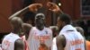 Frejus Zerbo célèbre la victoire de son équipe contre le Cameroun lors de l'Afrobasket, Abidjan, le 28 aout 2013