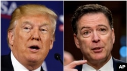 Presiden AS Donald Trump (kiri) dan mantan direktur FBI James Comey.