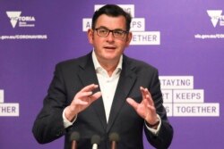 PM Victoria, Daniel Andrews dalam konferensi pers di Melbourne, Australia, 28 Oktober 2020
