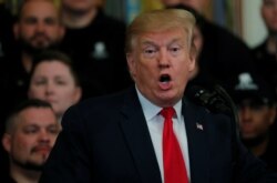 President Donald Trump speaks at the Wounded Warrior Project Soldier Ride event after the release of Special Counsel Robert Mueller's report in the East Room of the White House, April 18, 2019.