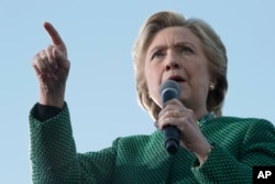 Democratic presidential candidate Hillary Clinton speaks at a campaign event at University of North Carolina at Charlotte, Oct. 23, 2016.