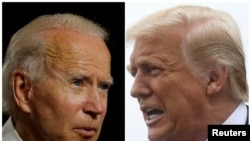 Rais wa Marekani Donald Trump (kulia) na Makamu wa Rais wa zamani Joe Biden.