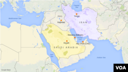 Peta wilayah Iran dan Arab Saudi