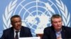 Tedros Ghebreyesus et Michael Ryan, directeur général et directeur adjoint de l'OMS à Genève en Suisse le 29 janvier 2020. 