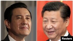 Presiden Taiwan Ma Ying-jeou, kiri, dan Presiden China Xi Jinping.