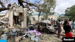 Lokasi ledakan bom di distrik Hodan, Mogadishu, Sonalia, 10 September 2018. (Foto: dok).
